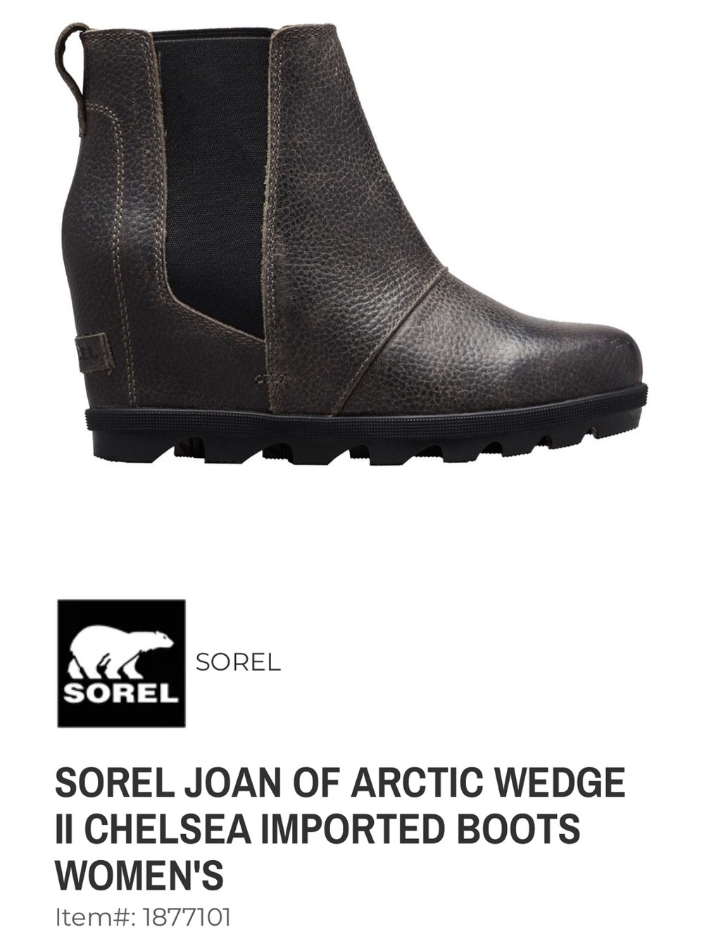 SOREL Joan of Arctic Wedge II Chelsea Women's Boots - Brown Size 7